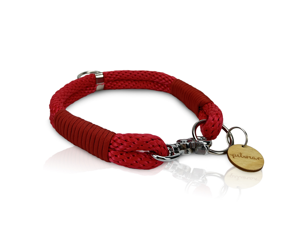 Obroża linowa na wymiar czerwona