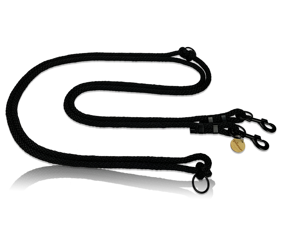 Smycz linowa przepinana czarna 12mm